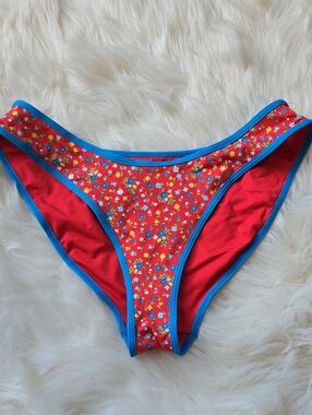 Frankie's Bikinis Red Floral Bikini Bottom  SIZE M